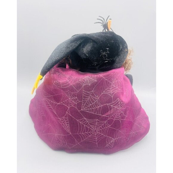 Halloween Witch Shelf Sitter 9” Decor Spiderweb Purple Kids of America Plush - Picture 4 of 7